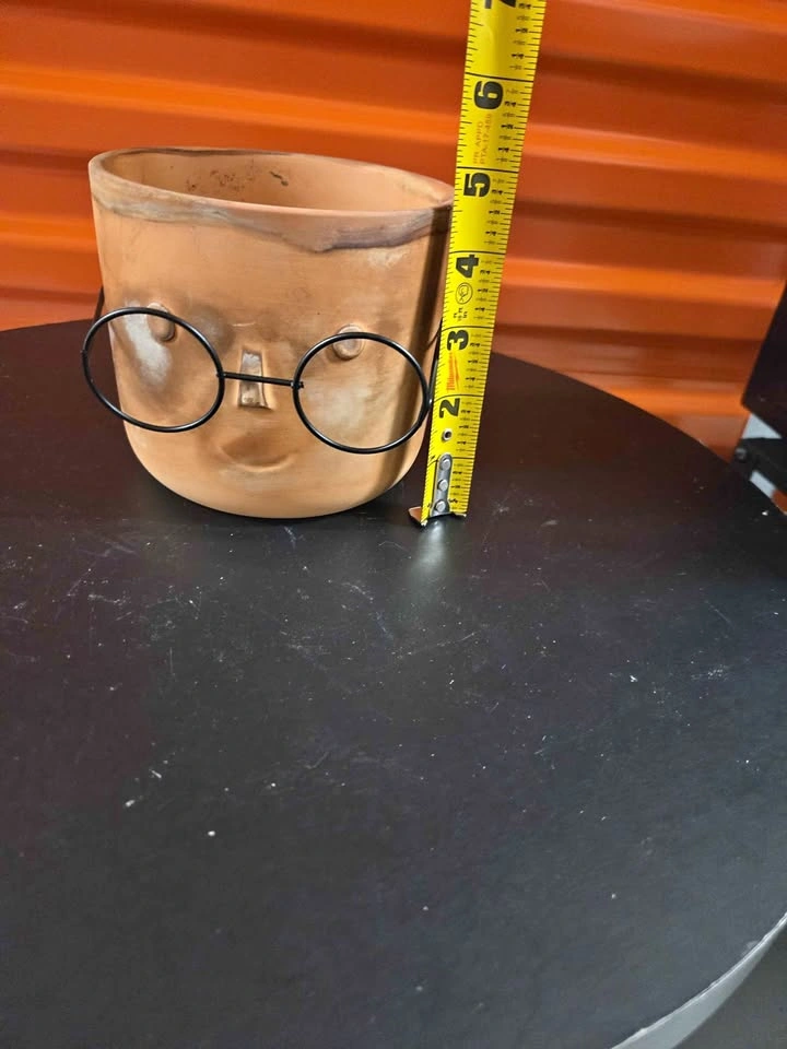 Cute Terracotta Head Planter w/ Glasses