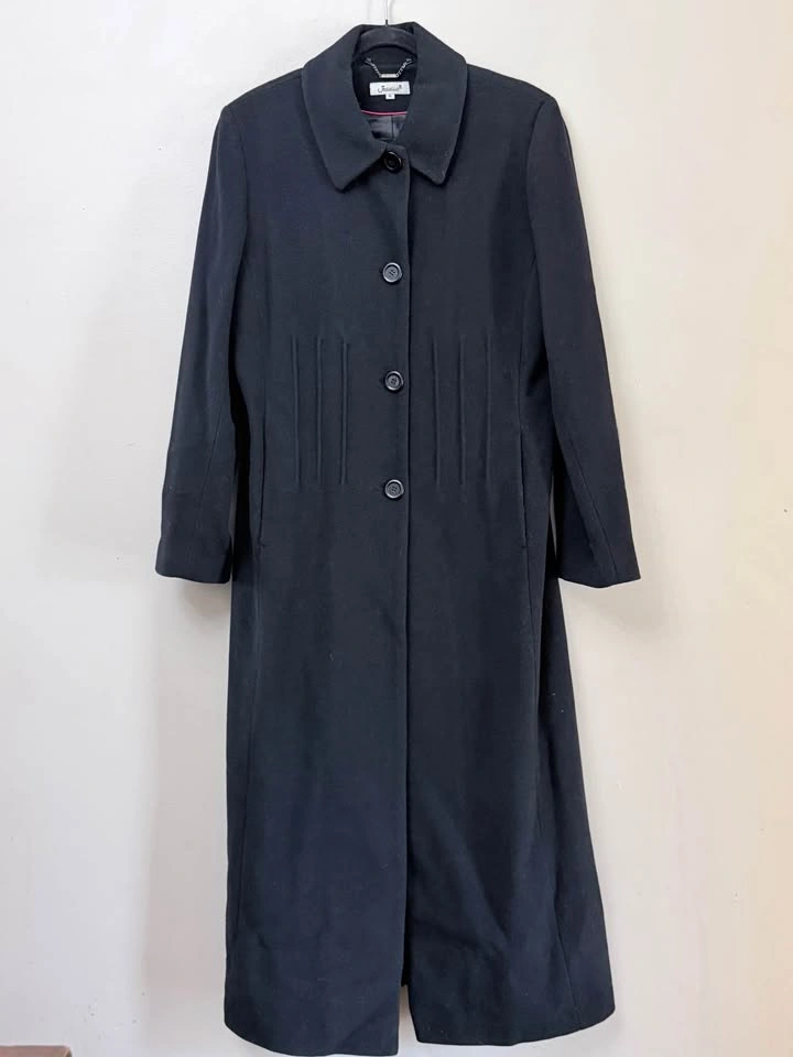 Jessica Long Black Wool Trench Coat - Women's Size 16 - photo 2