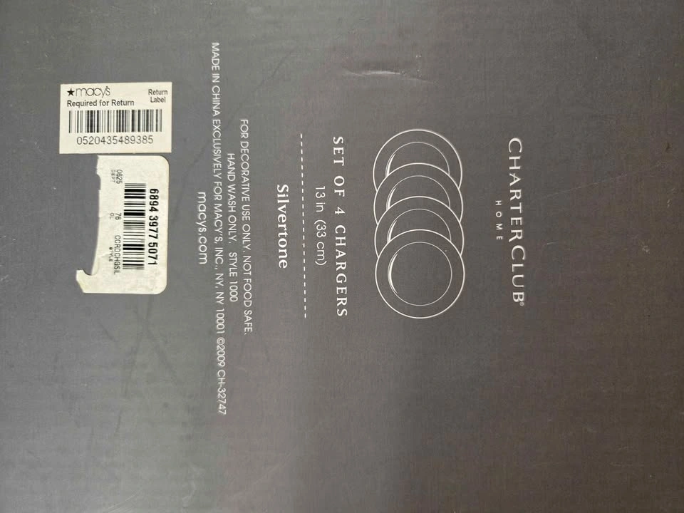 Charter Club Home Silvertone Charger Plates Set of 4 - photo 2