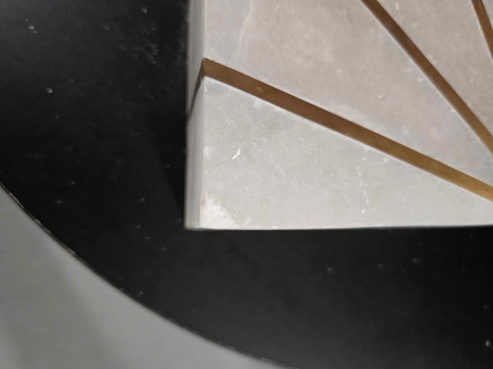 West Elm Alabaster Marble Brass Inlay Bookends Pair - photo 3