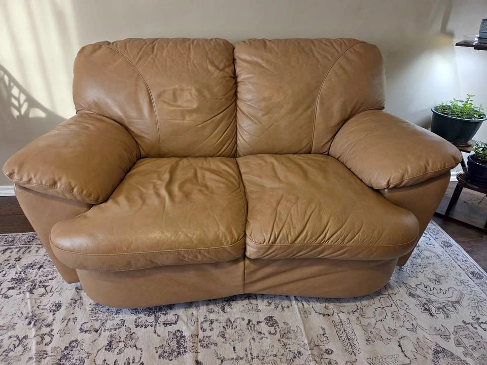 Leather loveseat