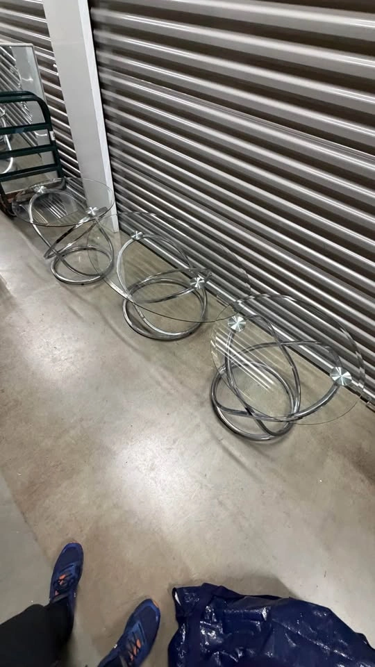 3-Piece Glass Coffee Table Set With Chrome Metal Bases - photo 2