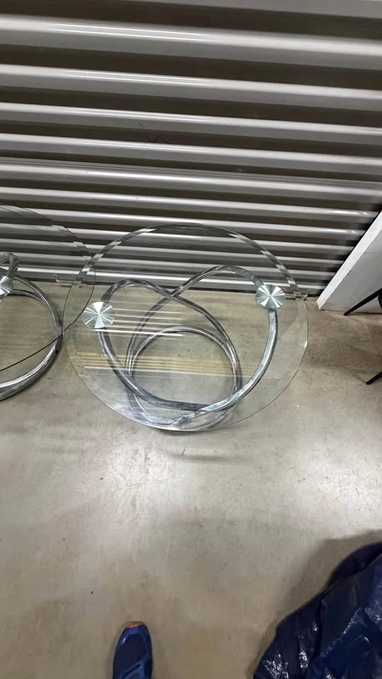 3-Piece Glass Coffee Table Set With Chrome Metal Bases - photo 3