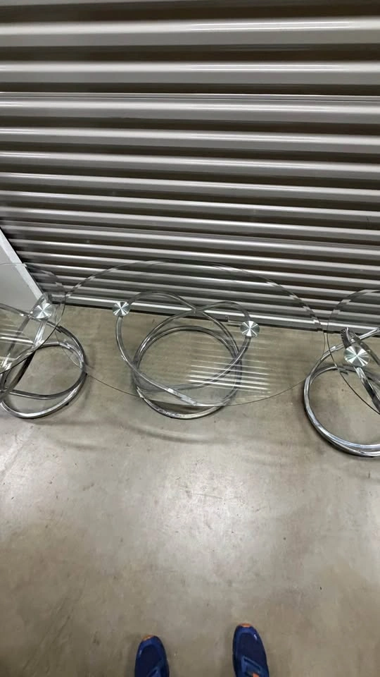 3-Piece Glass Coffee Table Set With Chrome Metal Bases - photo 4