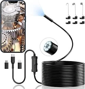 Endoscope Camera with Light, HD, Adjustable LED Lights, IP67 Wat