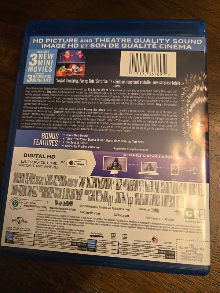 Sing (Blu-Ray/DVD) - photo 3