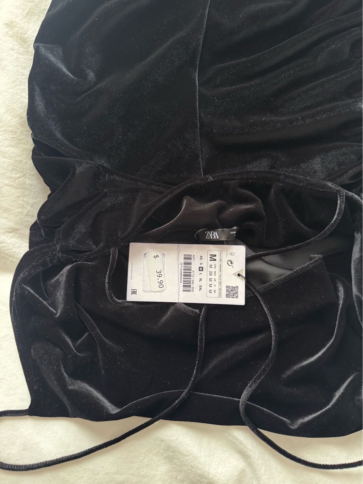 Zara Black Velvet Dress Size M