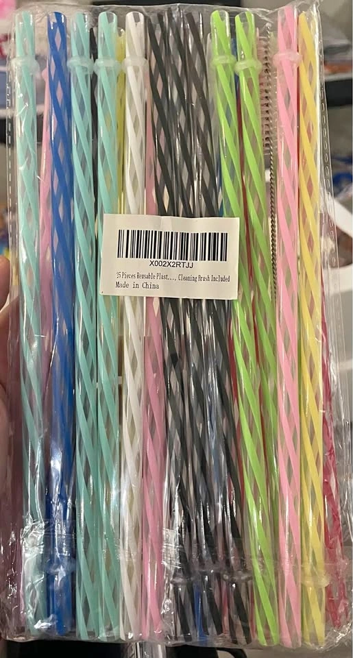 25 Pieces Reusable Plastic Straws