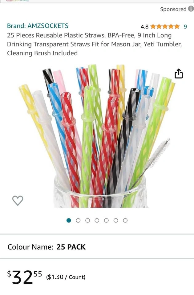 25 Pieces Reusable Plastic Straws - photo 2