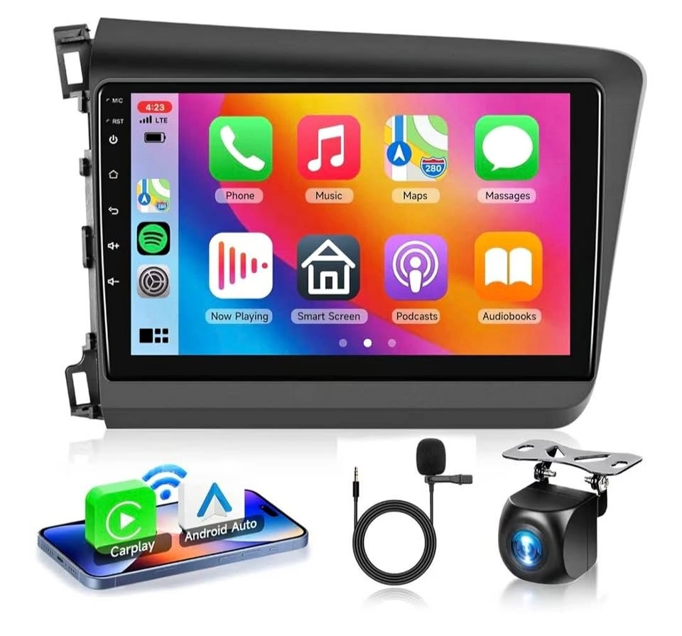 64GB Car Stereo for Honda Civic 2012-2015 Wireless Carplay Andro