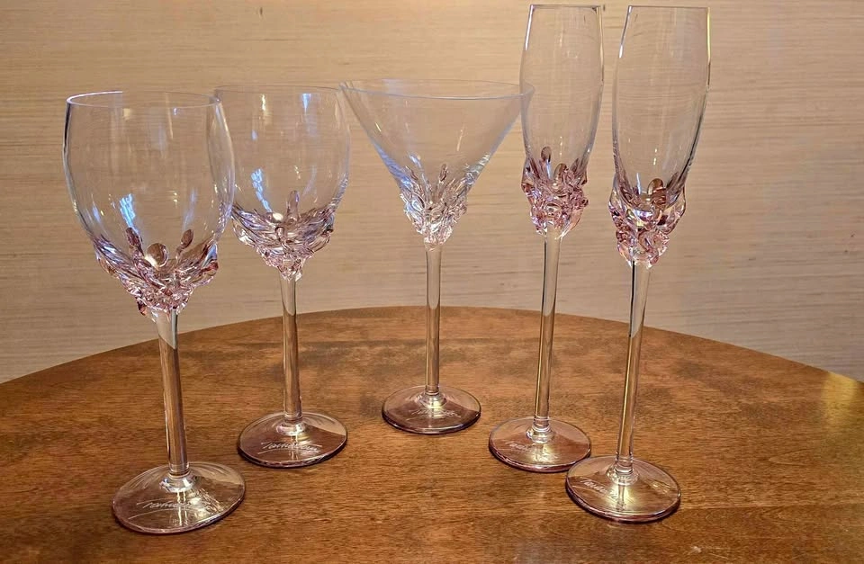 Signed Ion Tamaian Hand-Blown Romanian Art Glass Stemware Set