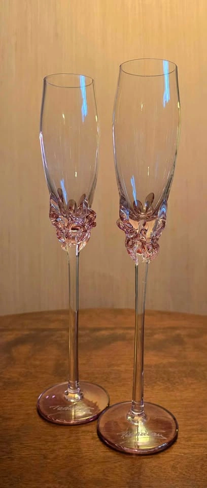 Signed Ion Tamaian Hand-Blown Romanian Art Glass Stemware Set - photo 2