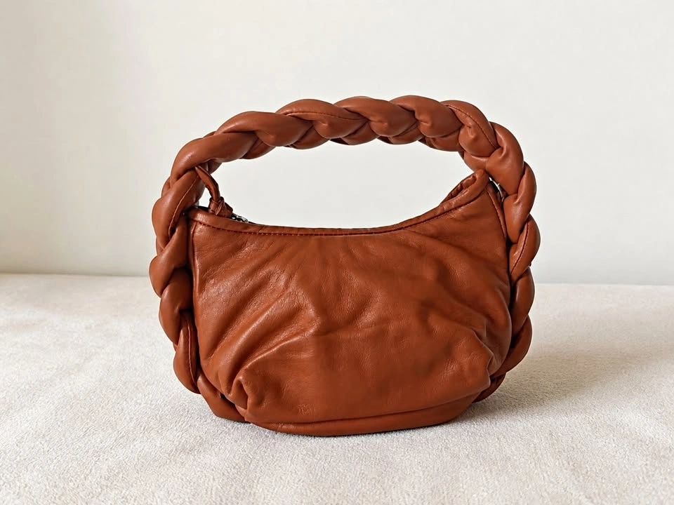 New Brown Leather Top Handle Handbag