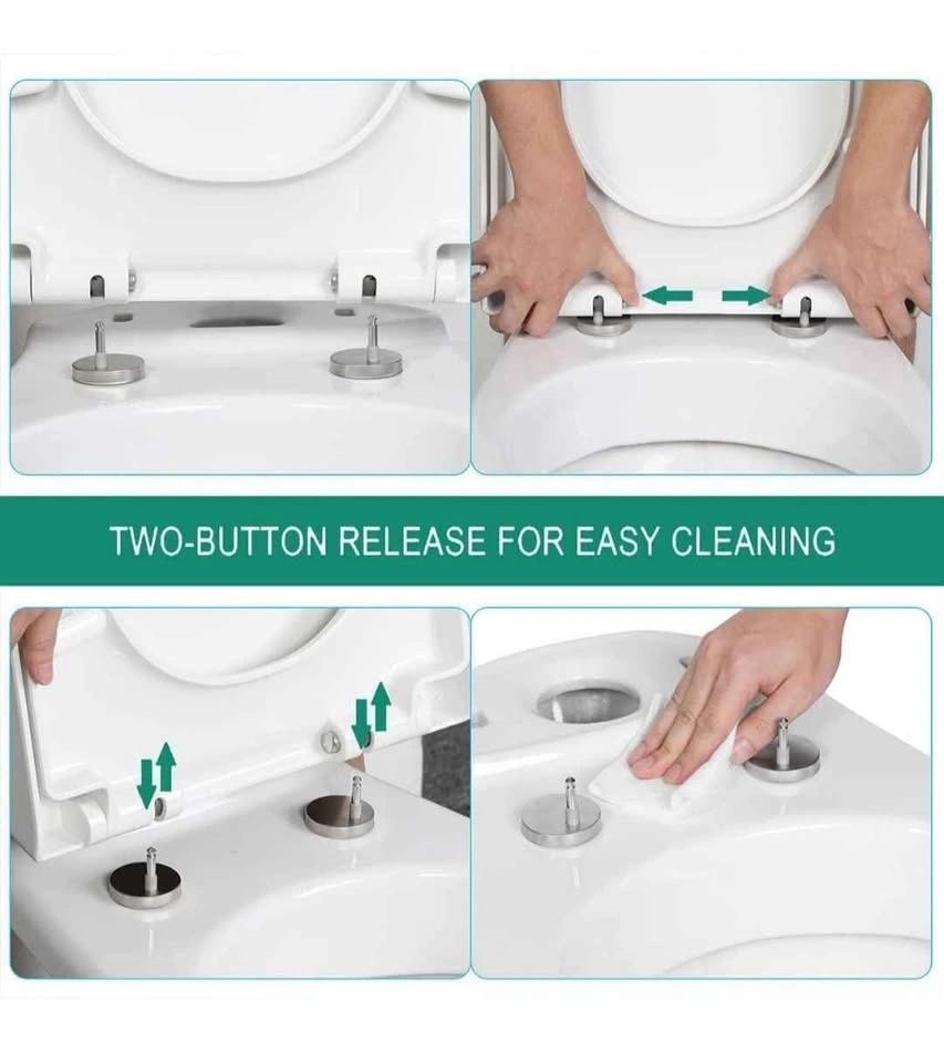 D Shaped Soft Close Toilet Seat - White, Quick Release - photo 4