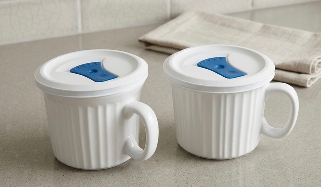 CorningWare French White "Pop-Ins" Mugs - Set of 2