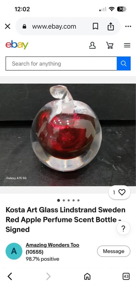 Vintage signed Kosta Boda glass apple - photo 3