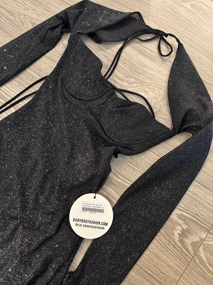 BNWT Babyboo Nadia Maxi Dress - Black Sparkle - Size XS
