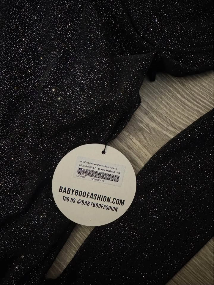 BNWT Babyboo Nadia Maxi Dress - Black Sparkle - Size XS - photo 3