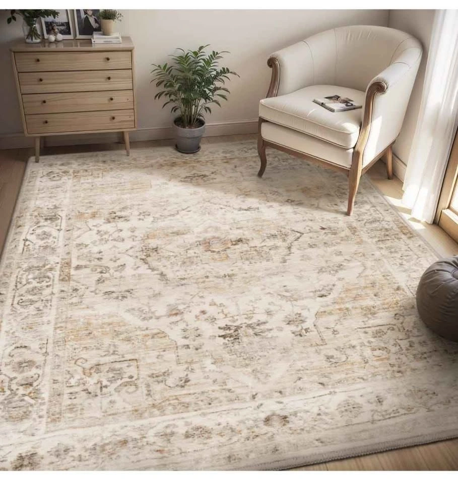 MontVoo Area Rug 9X12 - Beige Machine Washable Soft Vintage Rug - photo 2