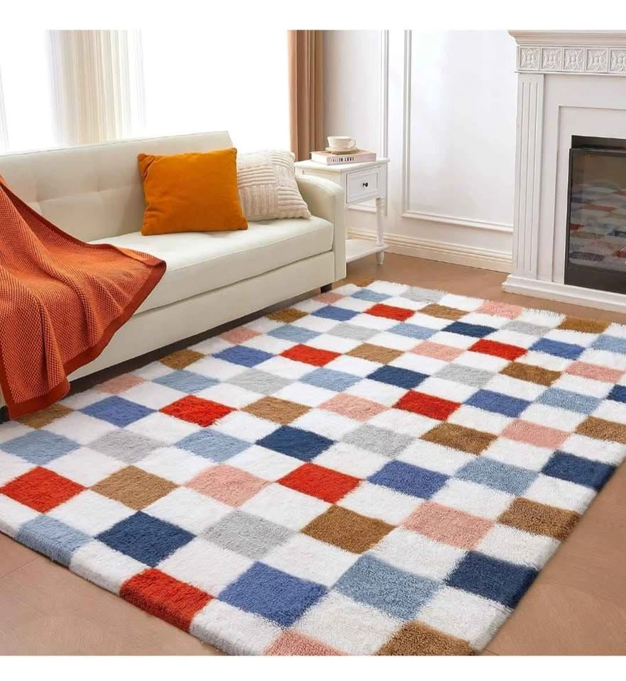 8x10 Ft Multicolor Area Rug for Living Room Classic Checkered Sh - photo 4