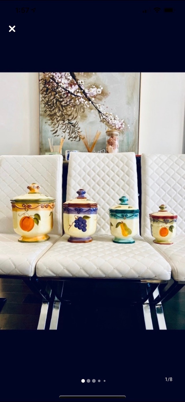 Set of 4 Medici hand painted Ceramic Canisters