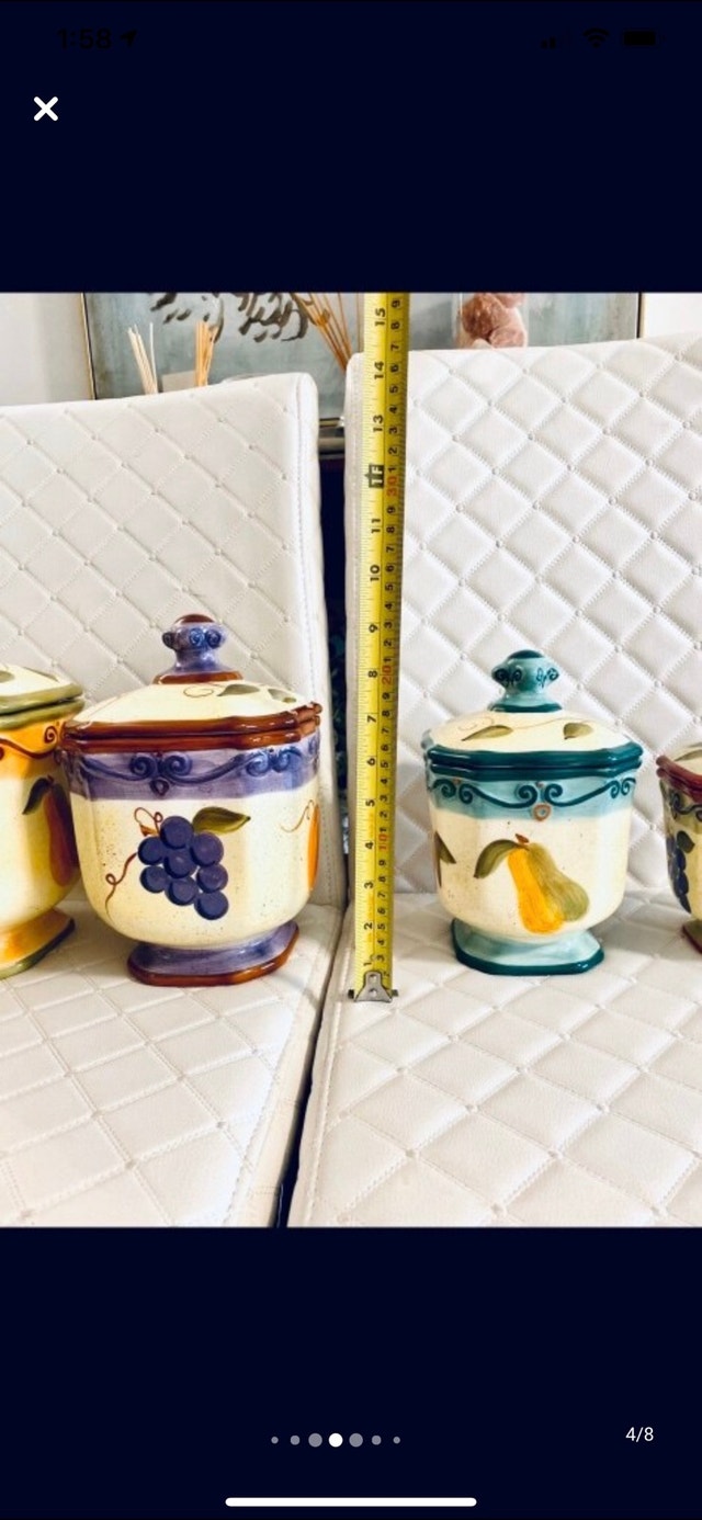 Set of 4 Medici hand painted Ceramic Canisters - photo 4