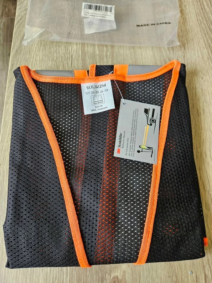BRAND NEW SULWZM High-Visibility Safety Vest - Black/Orange - Si - photo 2