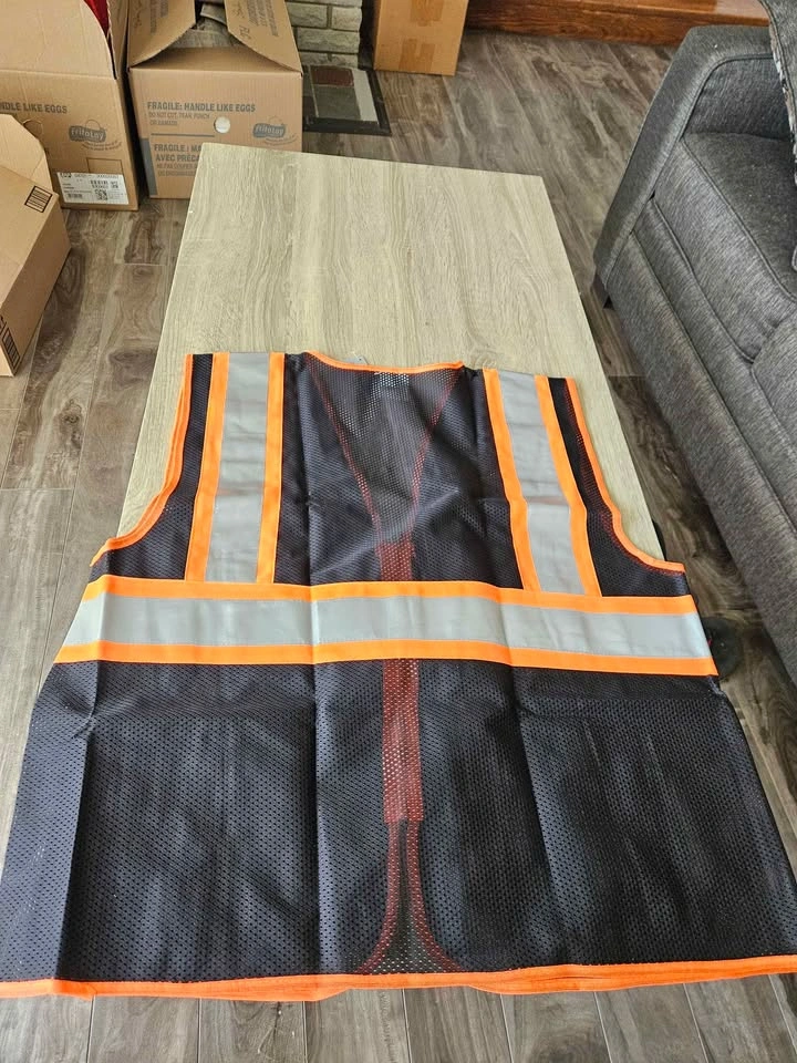 BRAND NEW SULWZM High-Visibility Safety Vest - Black/Orange - Si - photo 3