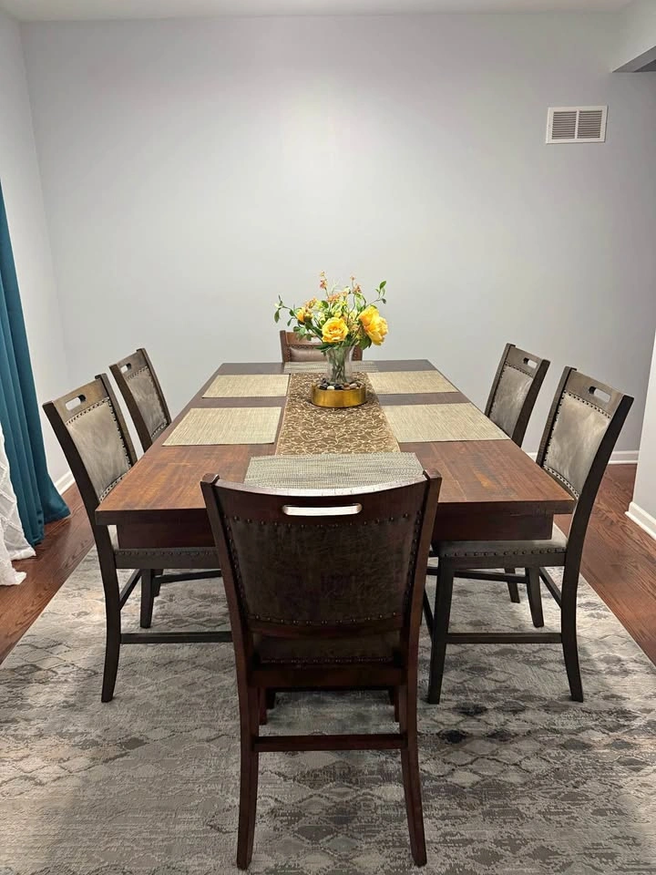 Counter height Dining table set with storage & 6 chairs