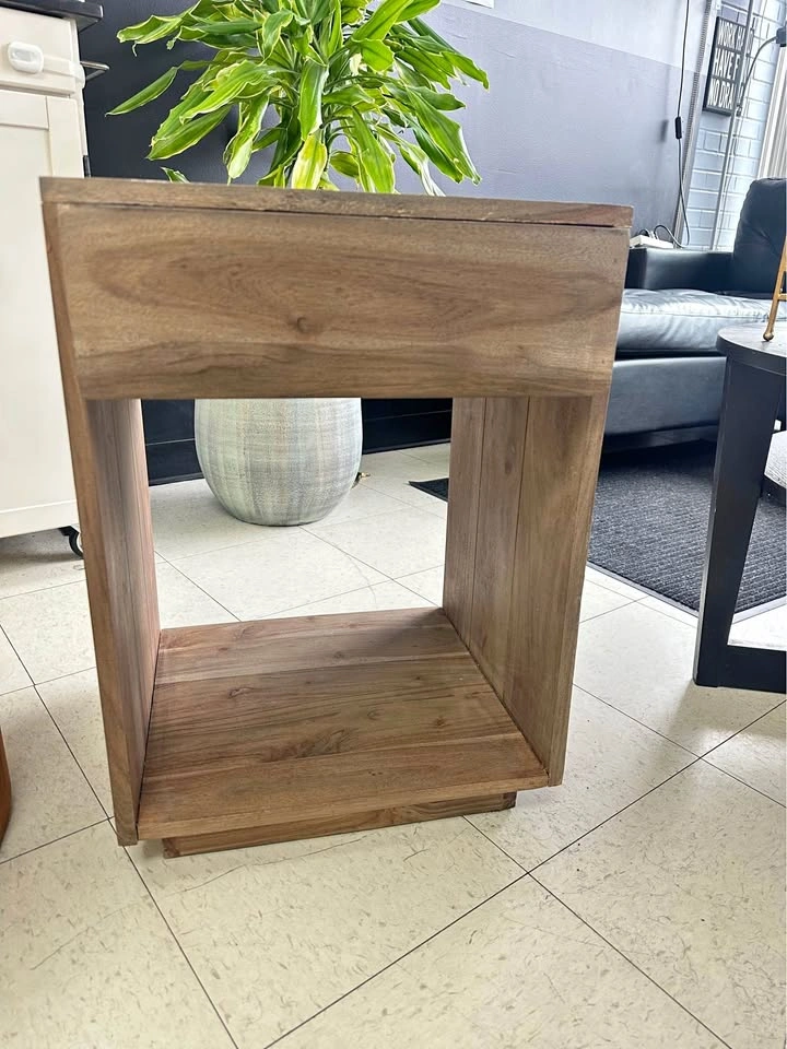 Modern wooden side table with drawer