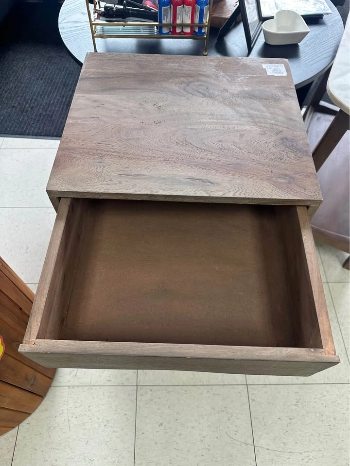 Modern wooden side table with drawer - photo 2