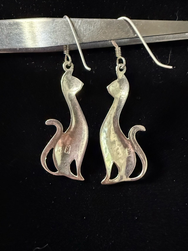 Sterling Silver 925 Siamese Cat Earrings - photo 2
