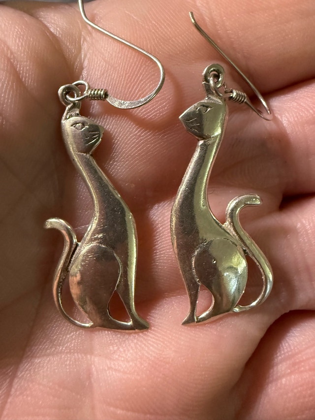 Sterling Silver 925 Siamese Cat Earrings - photo 4