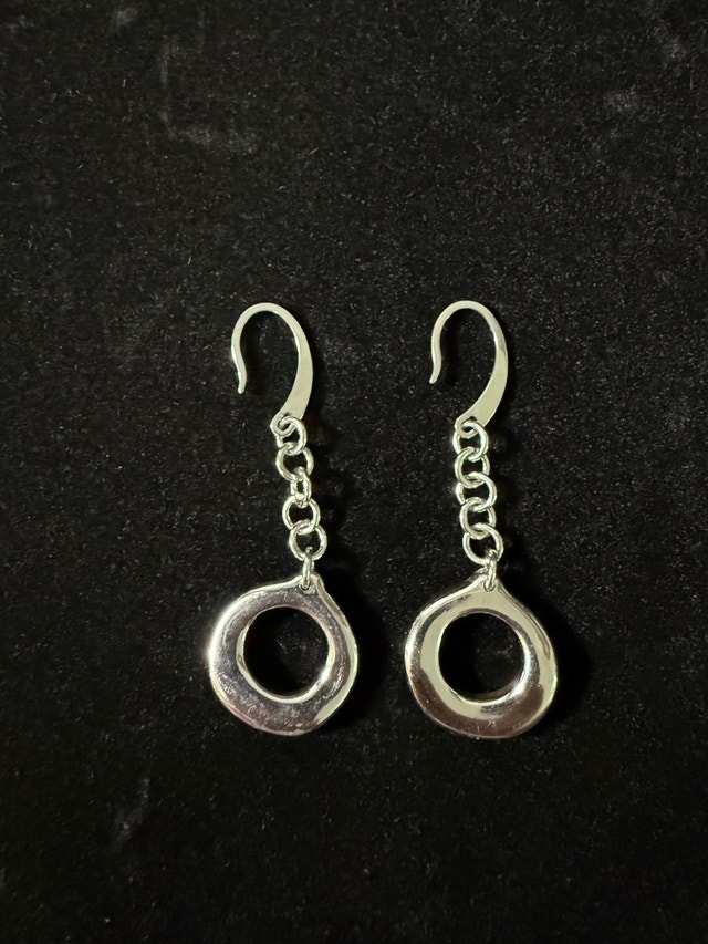New 925 Sterling Silver Open Circle Drop Earrings