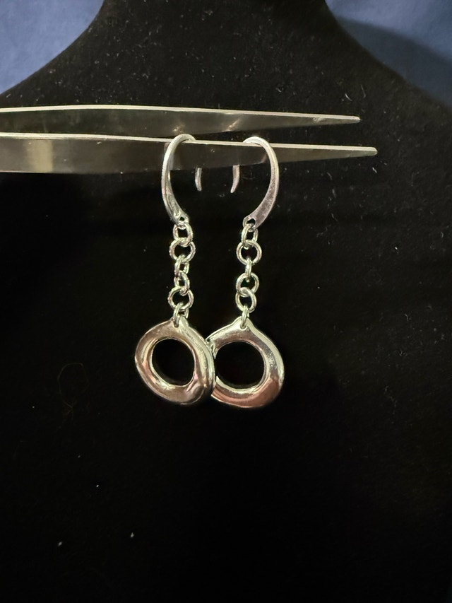 New 925 Sterling Silver Open Circle Drop Earrings - photo 3