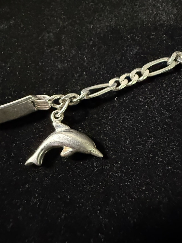 Sterling Silver Figaro ID Bracelet with Dolphin Charm - photo 3