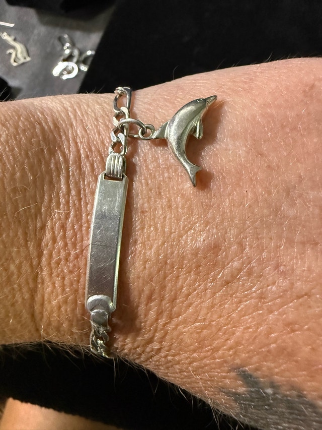 Sterling Silver Figaro ID Bracelet with Dolphin Charm - photo 4