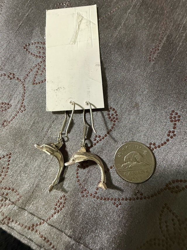 Sterling Silver Dolphin Dangle Earrings - photo 2