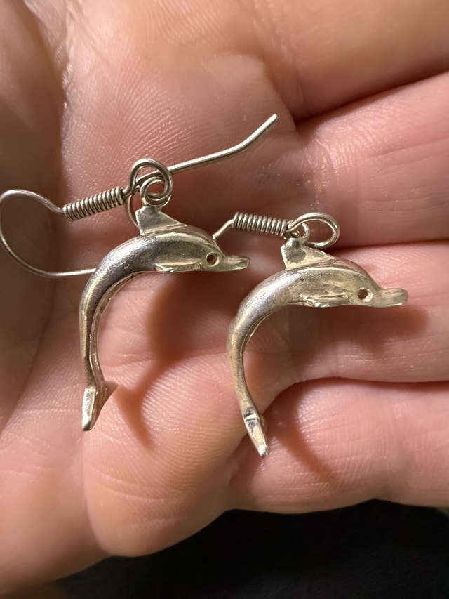 Sterling Silver Dolphin Dangle Earrings - photo 3