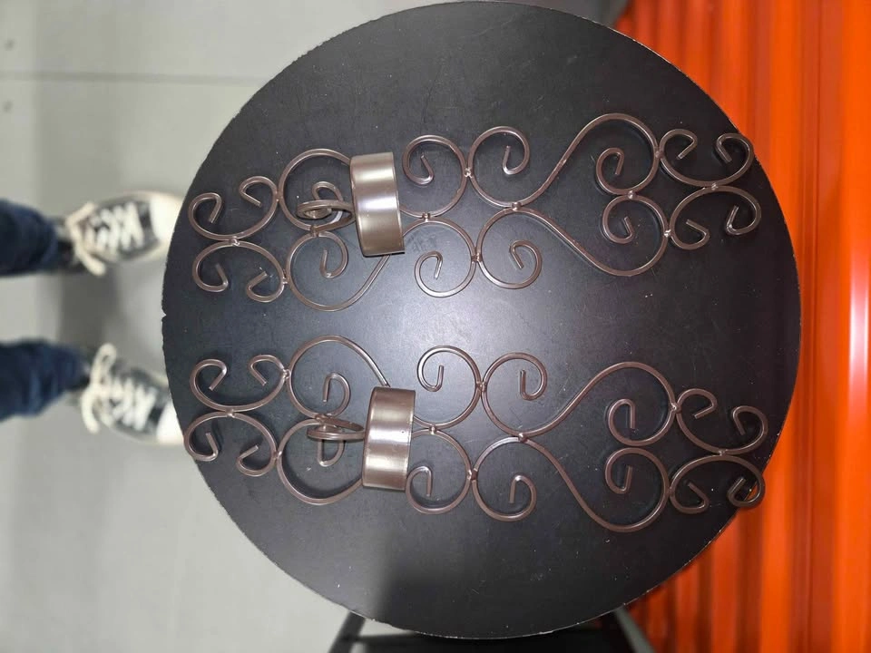 Pair decorative metal wall sconces candle holders - photo 3