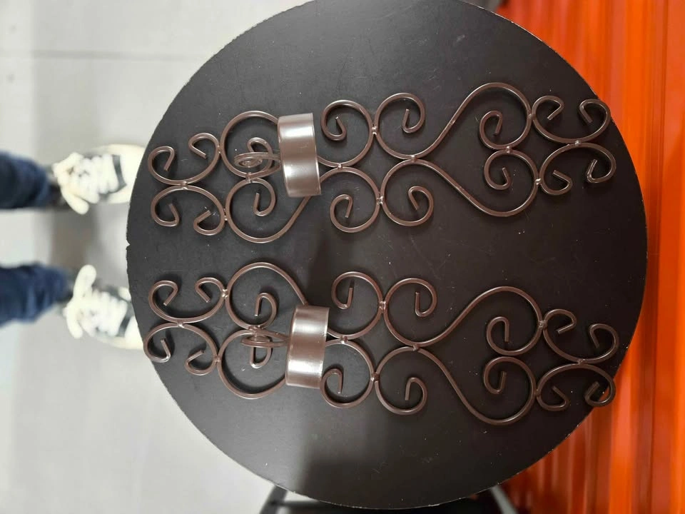 Pair decorative metal wall sconces candle holders - photo 4