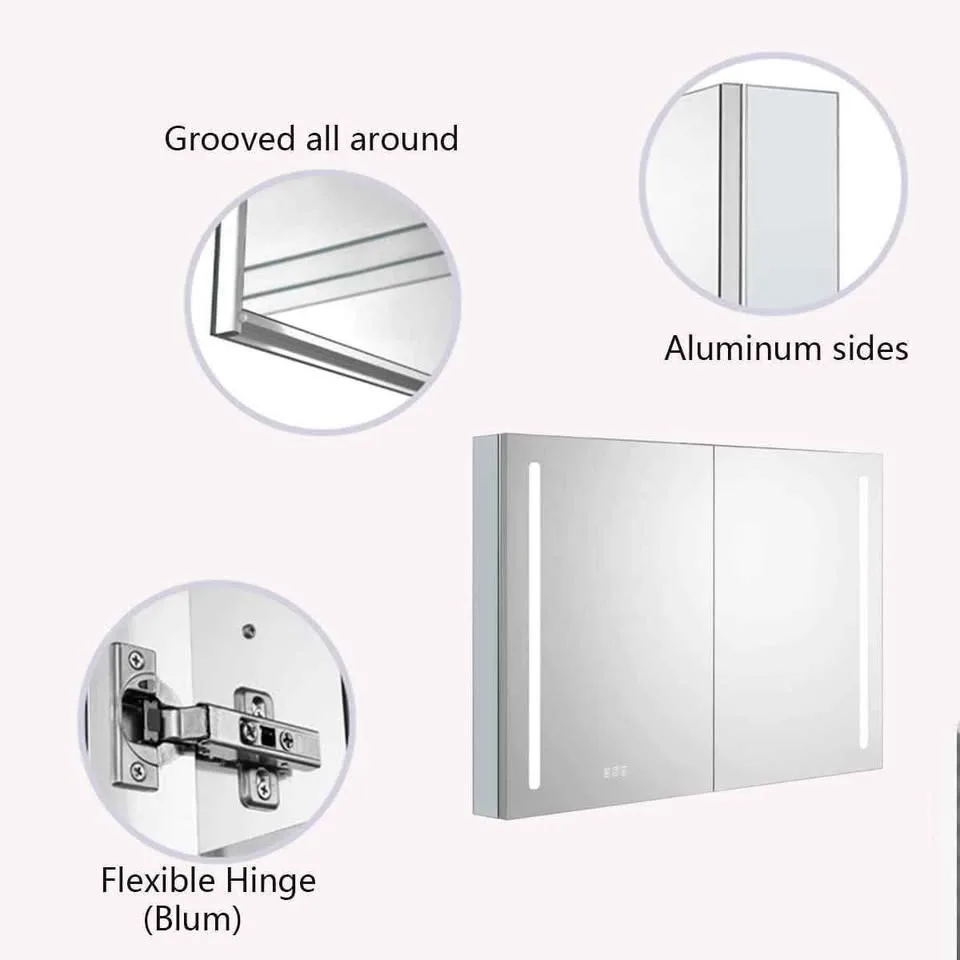 Bathlink 2-Doors LED Lighted Mirror Medicine Cabinet image indicator(4)