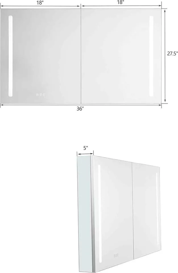 Bathlink 2-Doors LED Lighted Mirror Medicine Cabinet image indicator(7)