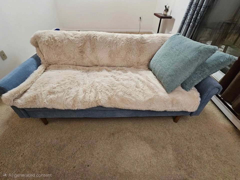 Sofa/Couch (3 Seater) + Throw Pillows & Blanket - photo 2