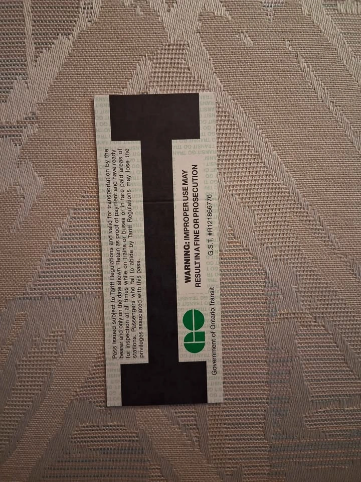 Vintage 1993 GO Transit Adult Day Pass - Toronto Memorabilia - photo 2