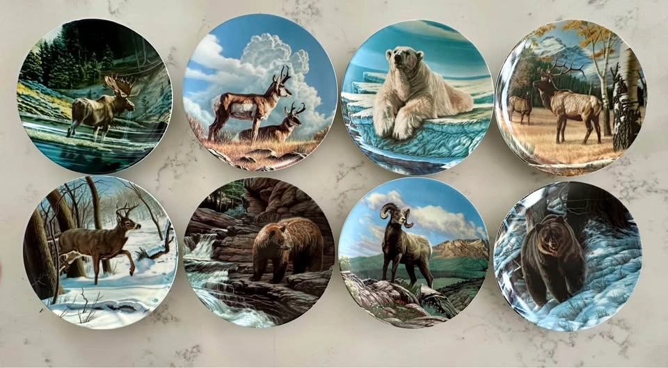 Set of 8 Wild and Free Canada's Big Game Collector Plates by Pau