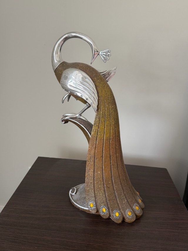 Modern Metallic Peacock Figurine – Gold & Chrome Accent - photo 4