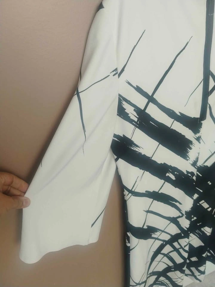 Elegant Black & White Dress, Size 12, Stretchy - photo 4