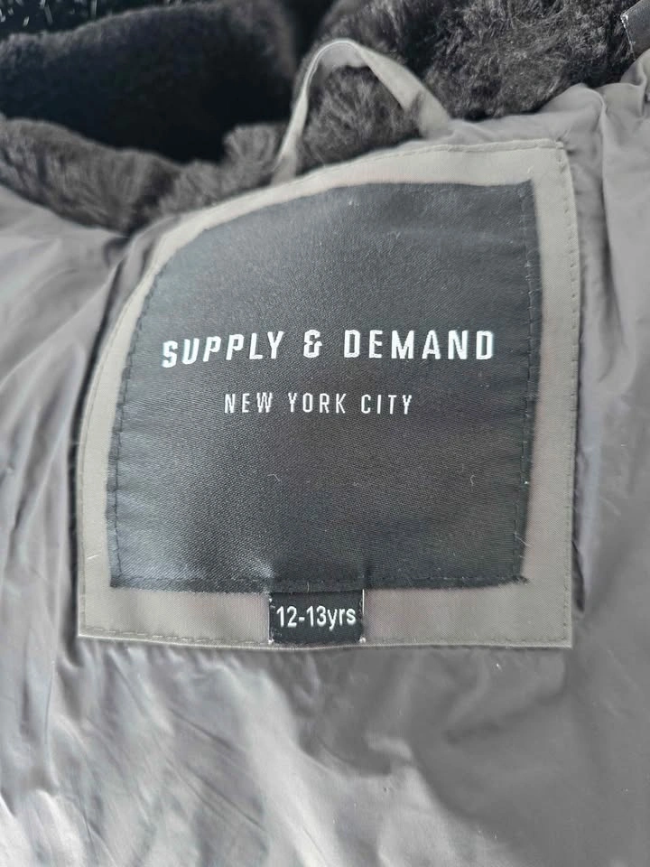 Supply & Demand Dark Grey Puffer Jacket Faux Fur Hood 12-13yrs - photo 4