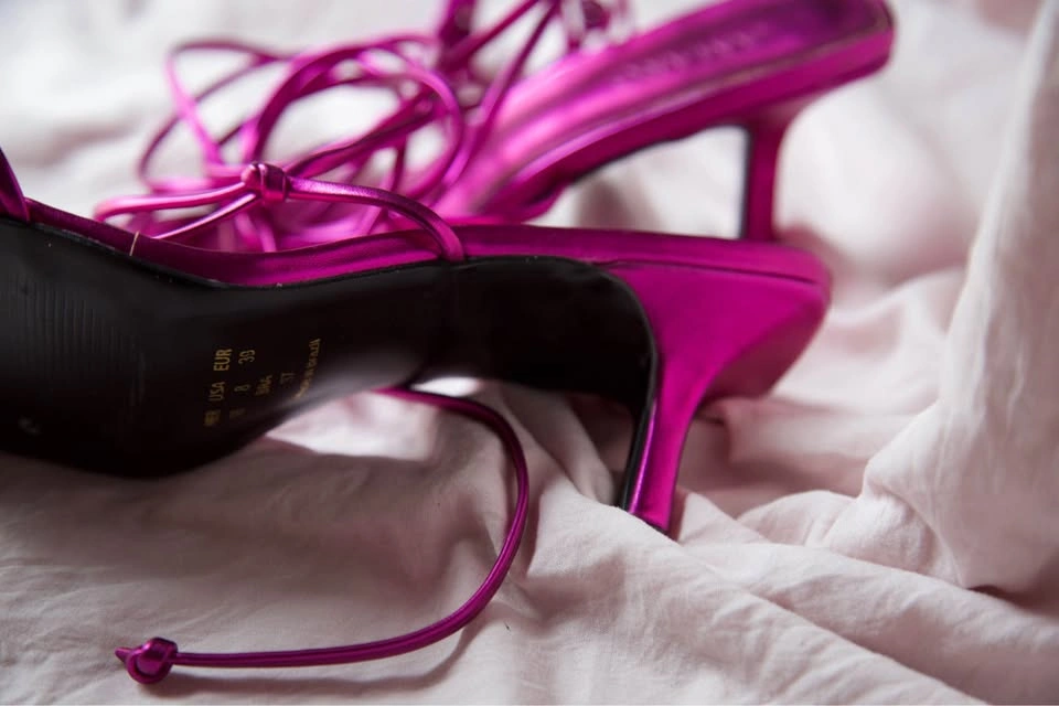 Purple metallic heels size 8 - photo 2